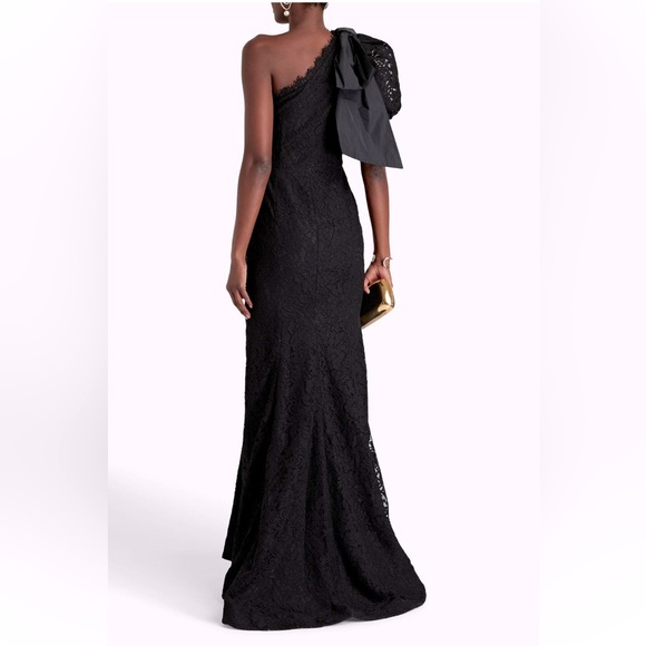 Rebecca Vallance Dresses & Skirts - One-shoulder bow-embellished corded lace gown